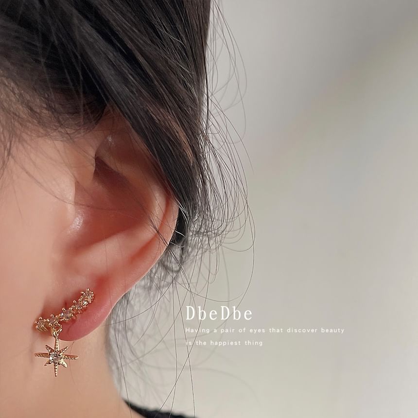 Earring Alloy Drop Cuff Rhinestone Star