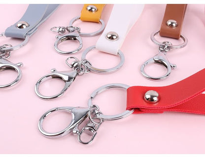 Faux Leather Strap Bag Charm Keyring