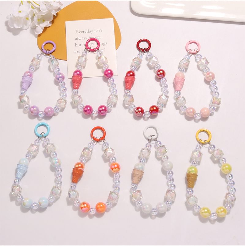 Ice Cream Acrylic Bead Bag Charm Keyring