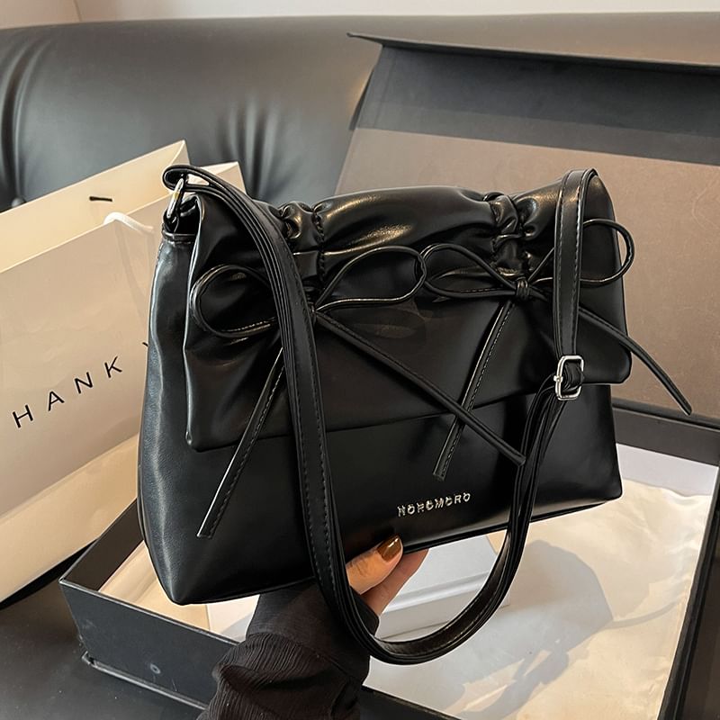 Bow Shoulder Leather Bag Faux