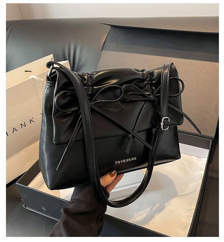 Bow Shoulder Leather Bag Faux