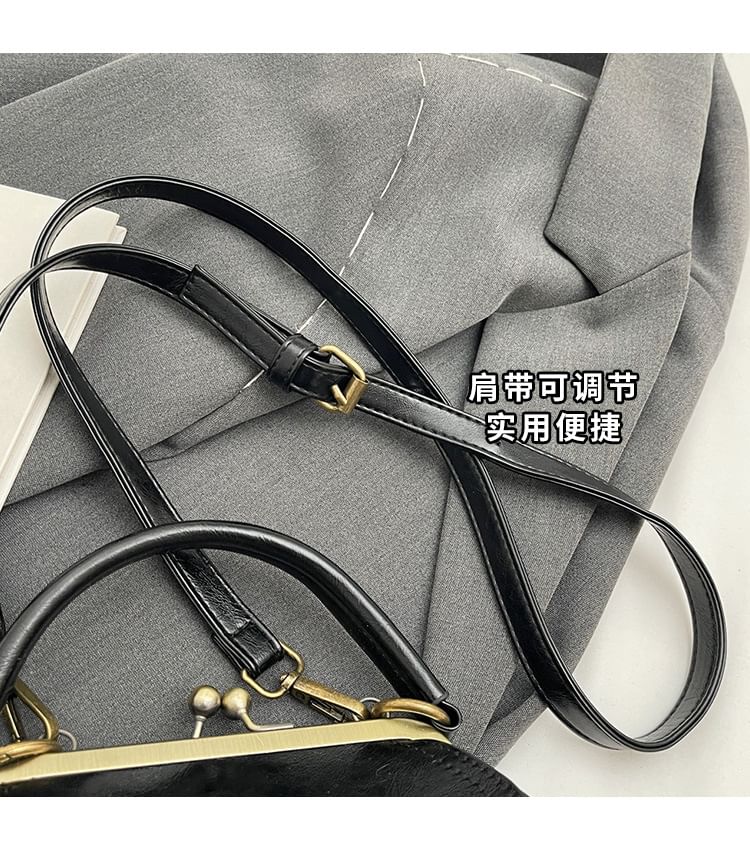 Bag Crossbody Leather Faux Clasped