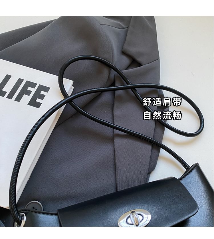 Faux Leather Plain Crossbody Bag