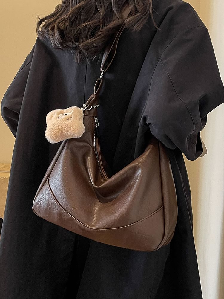 Shoulder Leather Faux Bag Plain