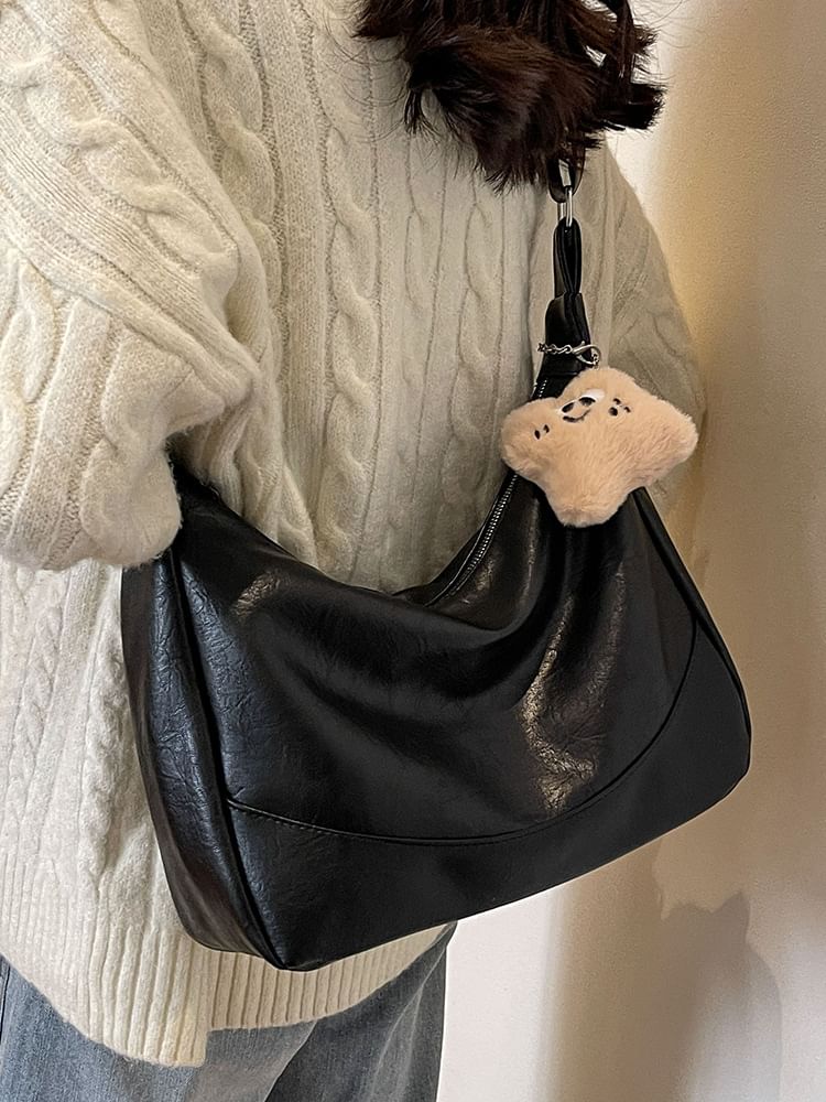 Shoulder Leather Faux Bag Plain