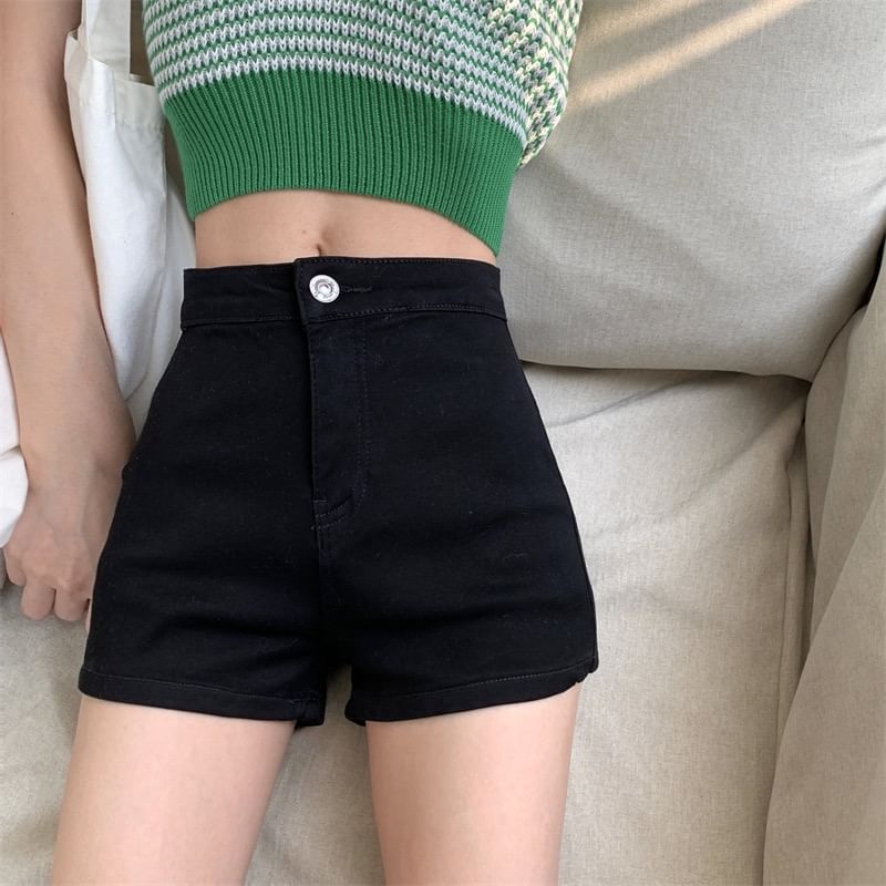 High Waist Denim Hot Pants