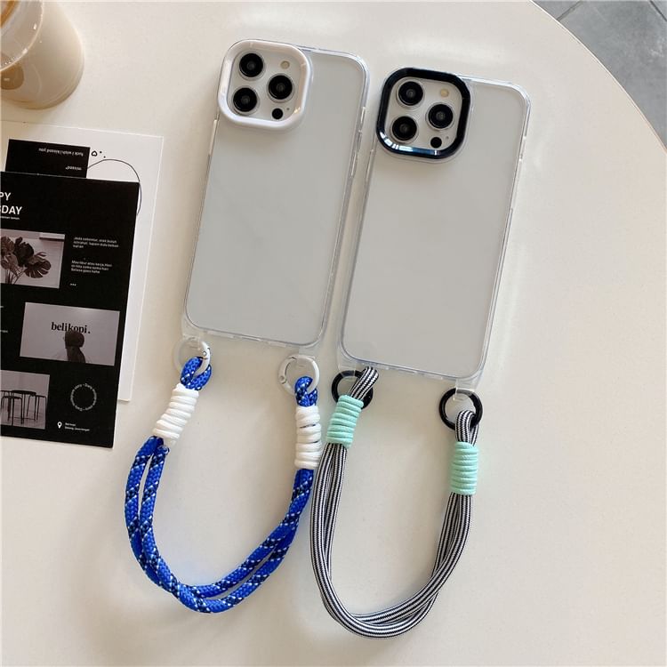 Phone Strap Transparent Phone Case - iPhone 15 Pro Max / 15 Pro / 15 Plus / 15 / 14 Pro Max / 14 Pro / 14 Plus / 14 / 13 Pro Max / 13 Pro / 13 / 13 mini / 12 Pro Max / 12 Pro / 12 / 12 mini