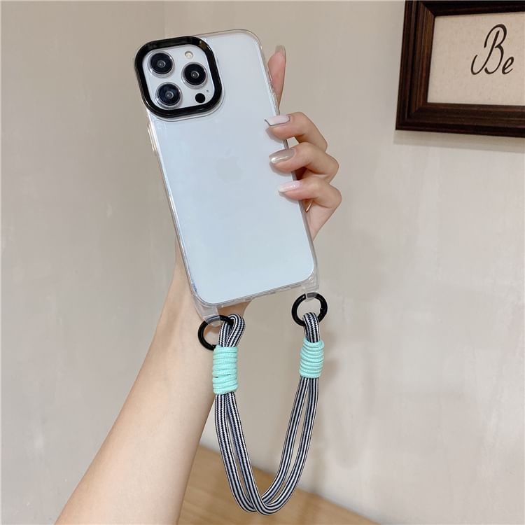 Phone Strap Transparent Phone Case - iPhone 15 Pro Max / 15 Pro / 15 Plus / 15 / 14 Pro Max / 14 Pro / 14 Plus / 14 / 13 Pro Max / 13 Pro / 13 / 13 mini / 12 Pro Max / 12 Pro / 12 / 12 mini