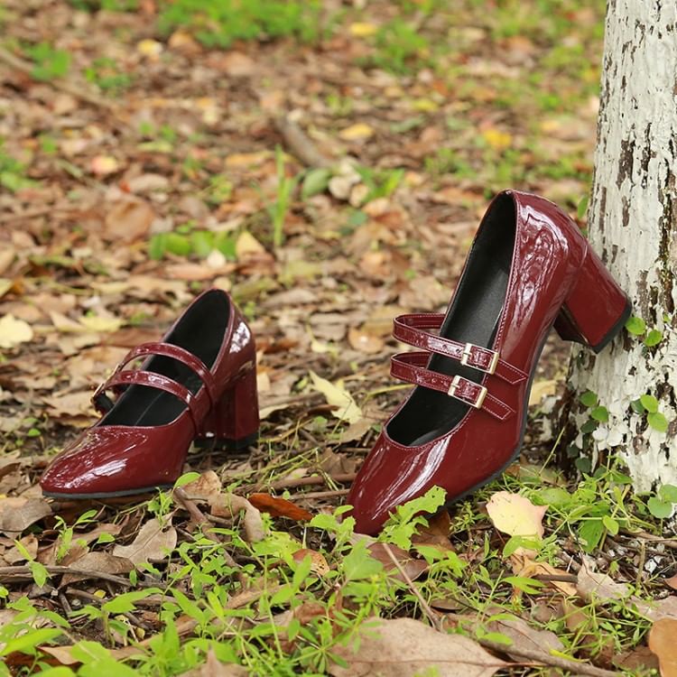 Double Jane Shoes Chunky Strap Mary Heel