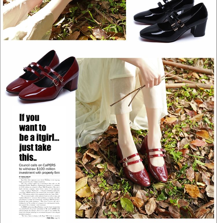 Double Jane Shoes Chunky Strap Mary Heel