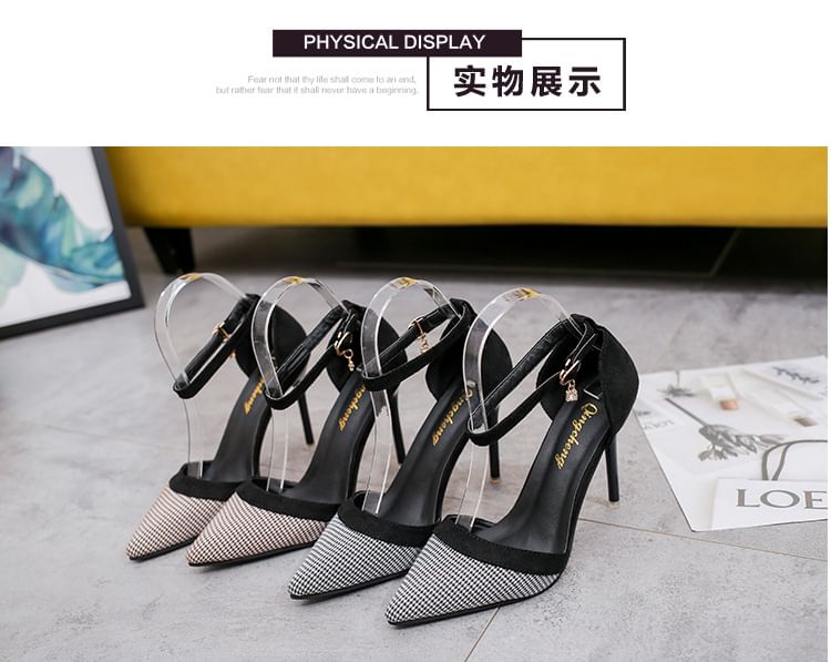 Ankle Pointy Strap Stiletto Heel Sandals