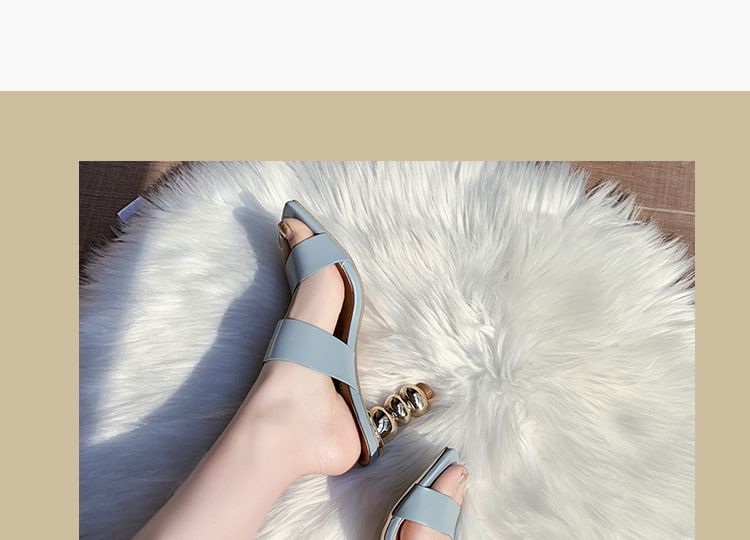 Heel Square-Toe Slide Sandals Chunky