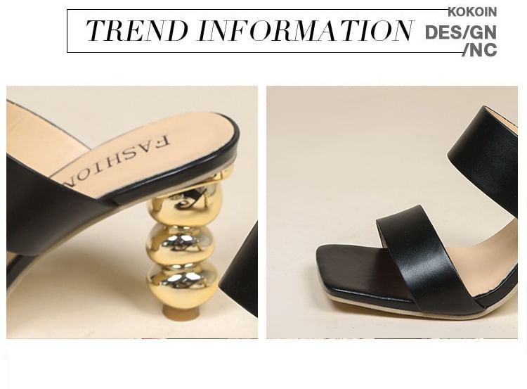 Heel Square-Toe Slide Sandals Chunky