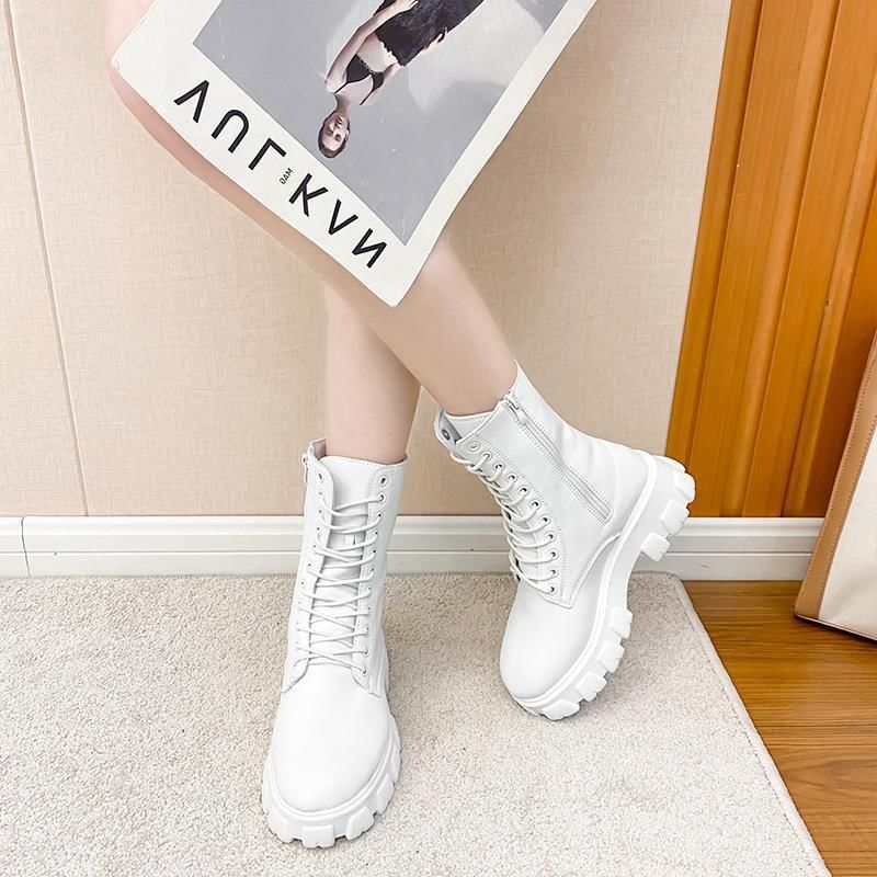 Boots Lace-Up Heel Short Platform Chunky