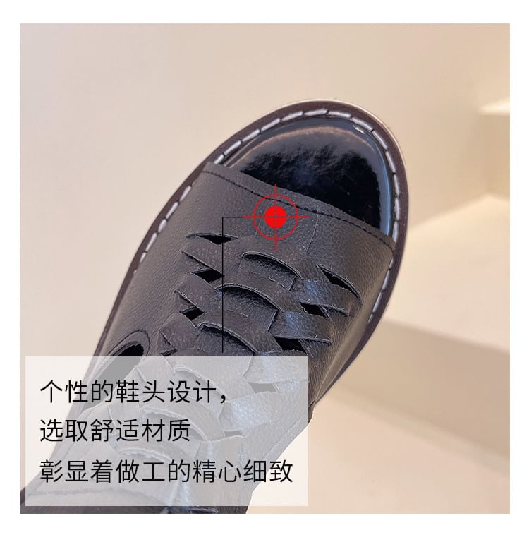 Sandals Heel Buckled Cutout Chunky