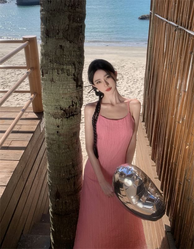 Spaghetti Maxi Dress Mermaid Plain Strap