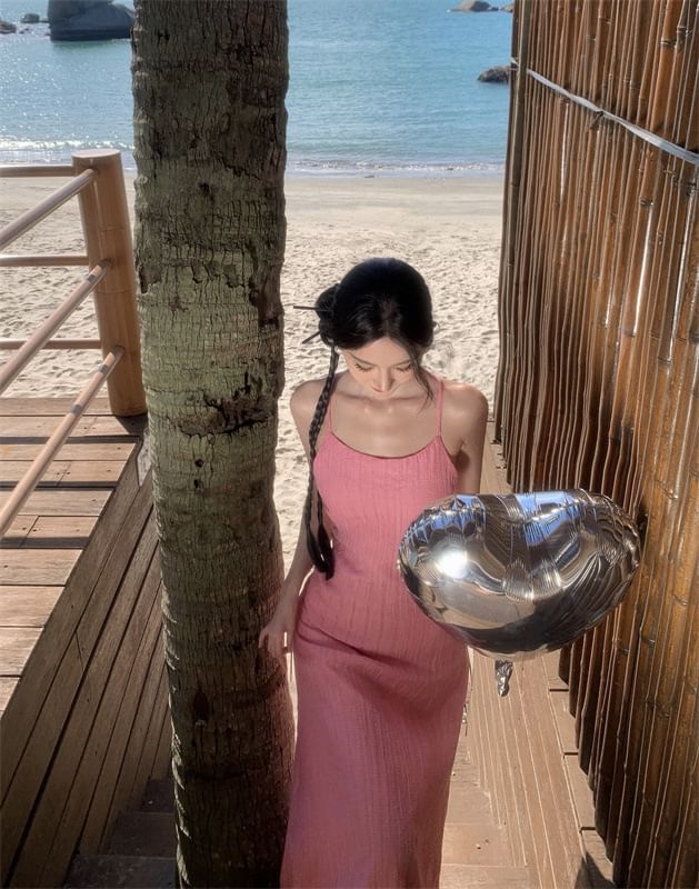 Spaghetti Maxi Dress Mermaid Plain Strap