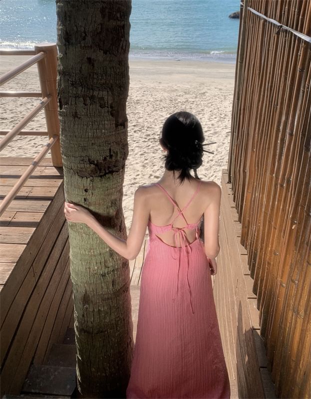 Spaghetti Maxi Dress Mermaid Plain Strap