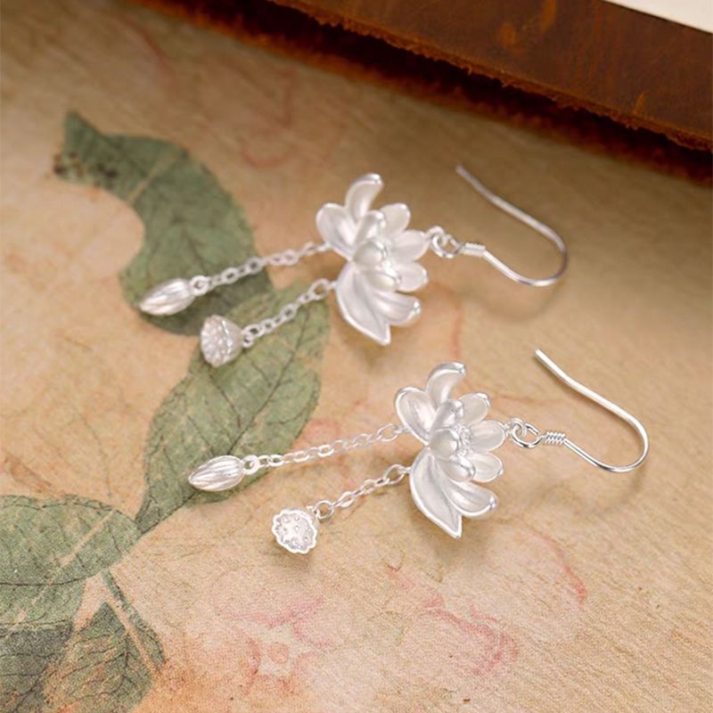 Lotus Alloy Dangle Earring