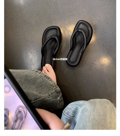 Plain Platform Flip Flops