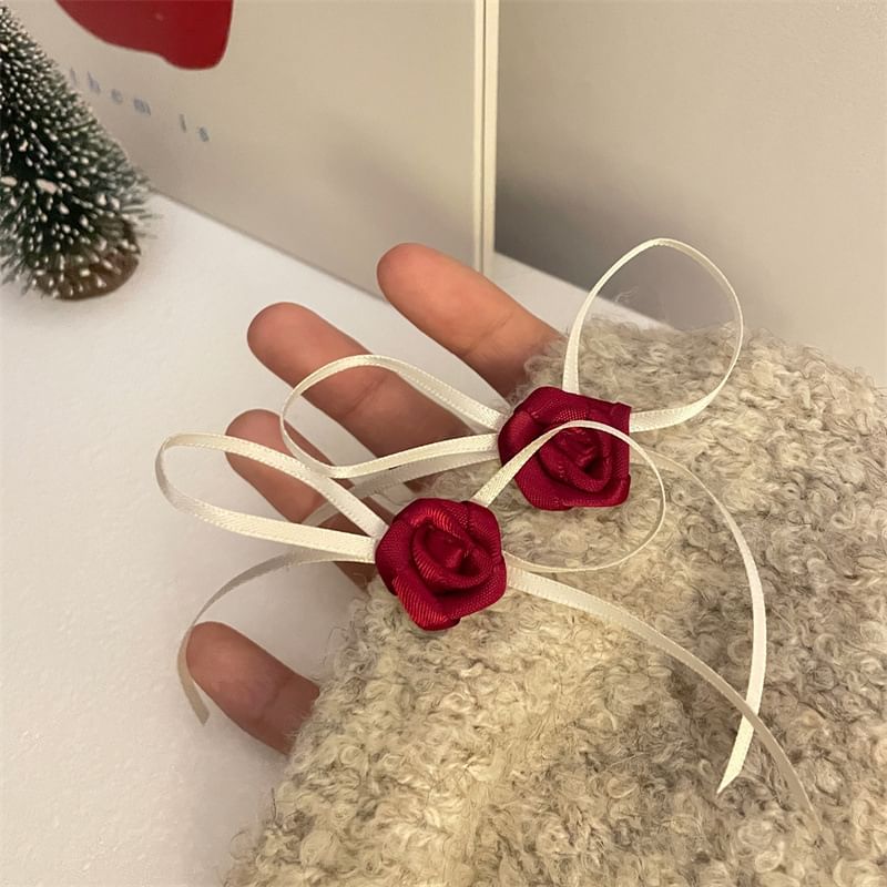 Stud Rose Earring Ribbon