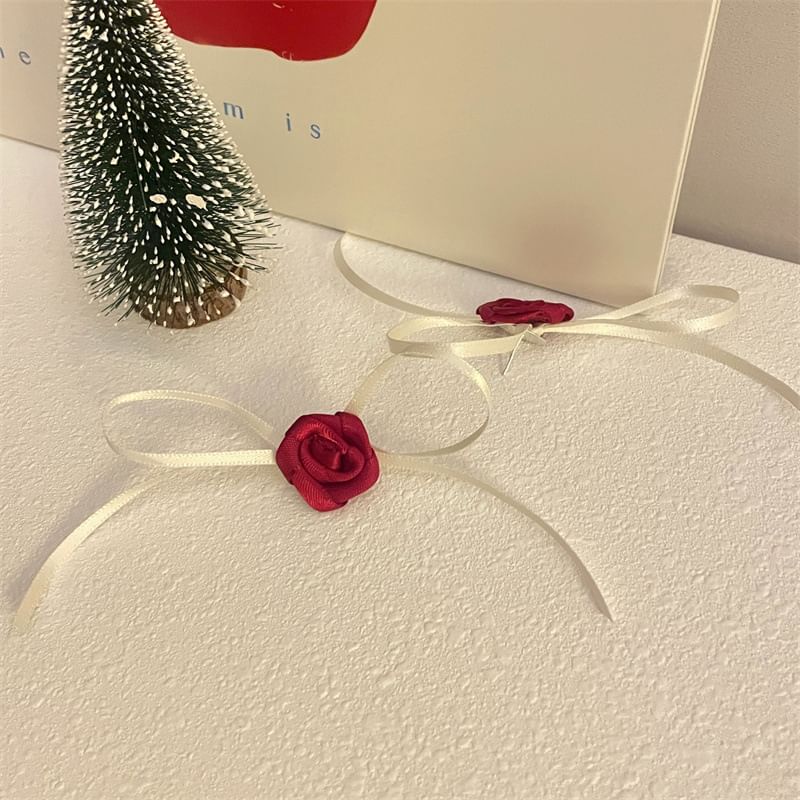 Stud Rose Earring Ribbon