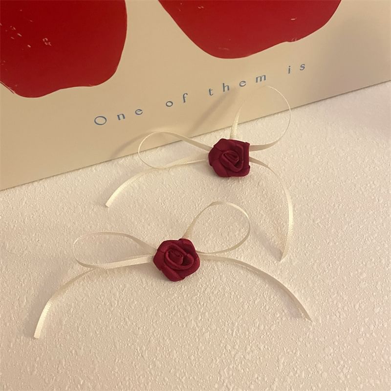Stud Rose Earring Ribbon