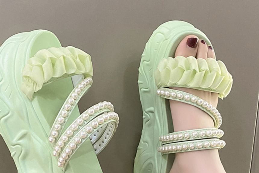 Faux Pearl Platform Sandals