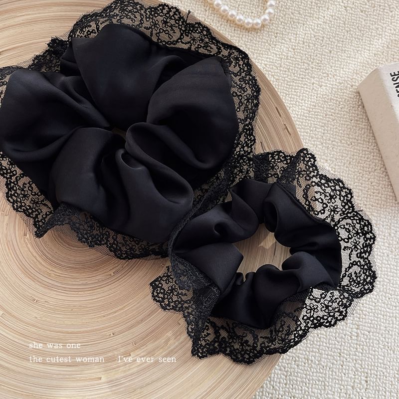 Plain Lace Trim Scrunchie