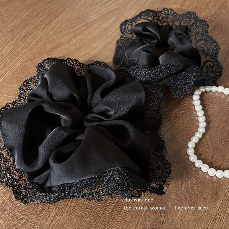 Plain Lace Trim Scrunchie