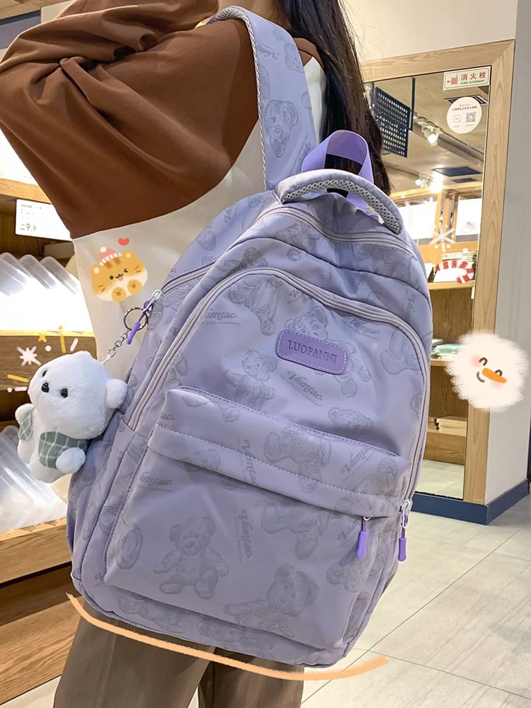 Bear Print Nylon Backpack