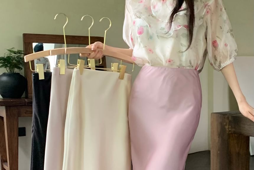 Satin Mermaid Maxi Skirt with High Waist