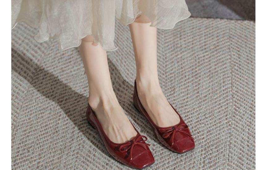 Faux Flats Leather Bow