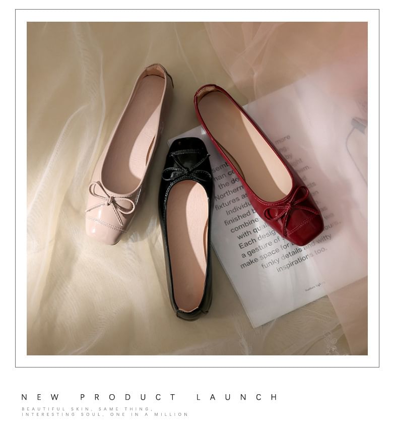 Faux Flats Leather Bow