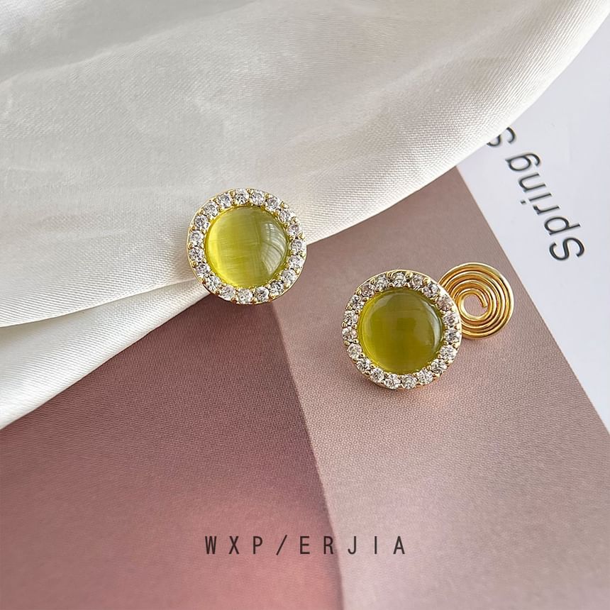 Ear Eye Faux Stone Rhinestone Cuff Alloy Cat