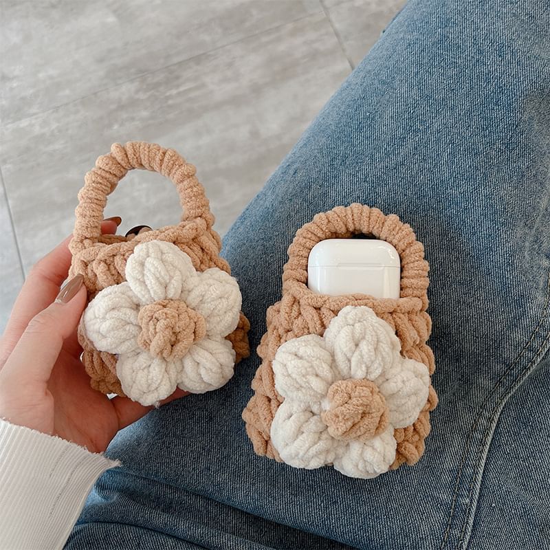 Floral Earphone Knit Case Pouch