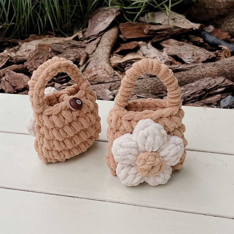 Floral Earphone Knit Case Pouch