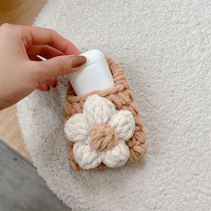 Floral Earphone Knit Case Pouch
