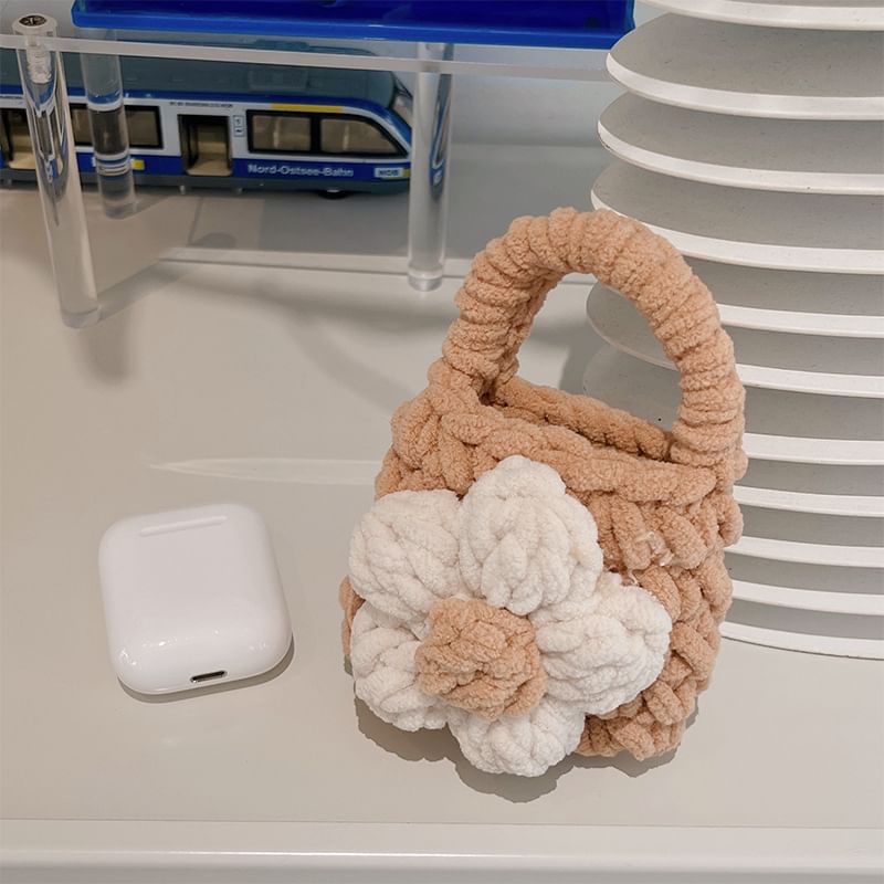 Floral Earphone Knit Case Pouch