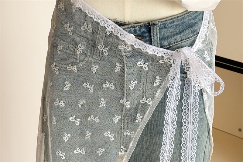 Decorative Lace Half Apron Skirt for Layering