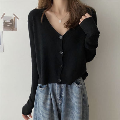 V-Neck Plain Cardigan