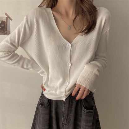 V-Neck Plain Cardigan