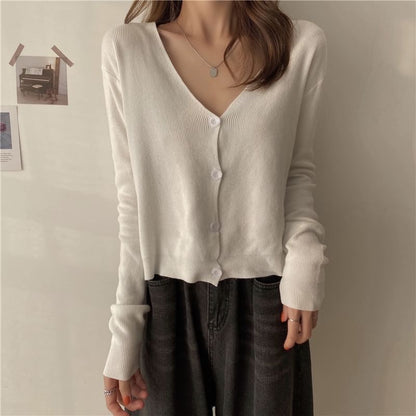 V-Neck Plain Cardigan