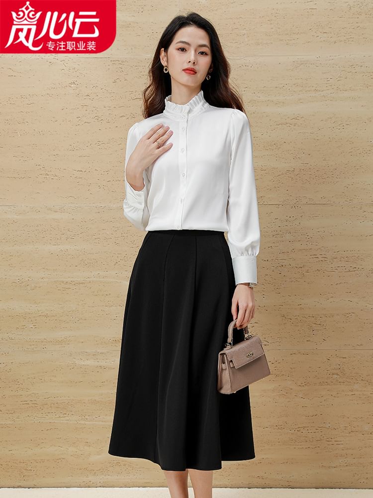 Long-Sleeve Shirt Set with Skirt