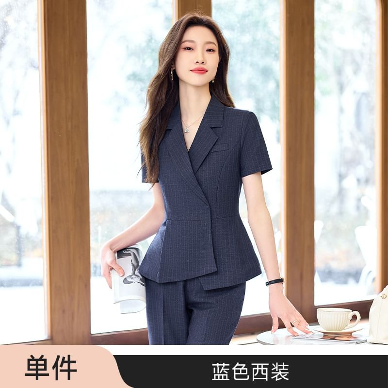 Asymmetrical Blazer Set with Pants and Skirt