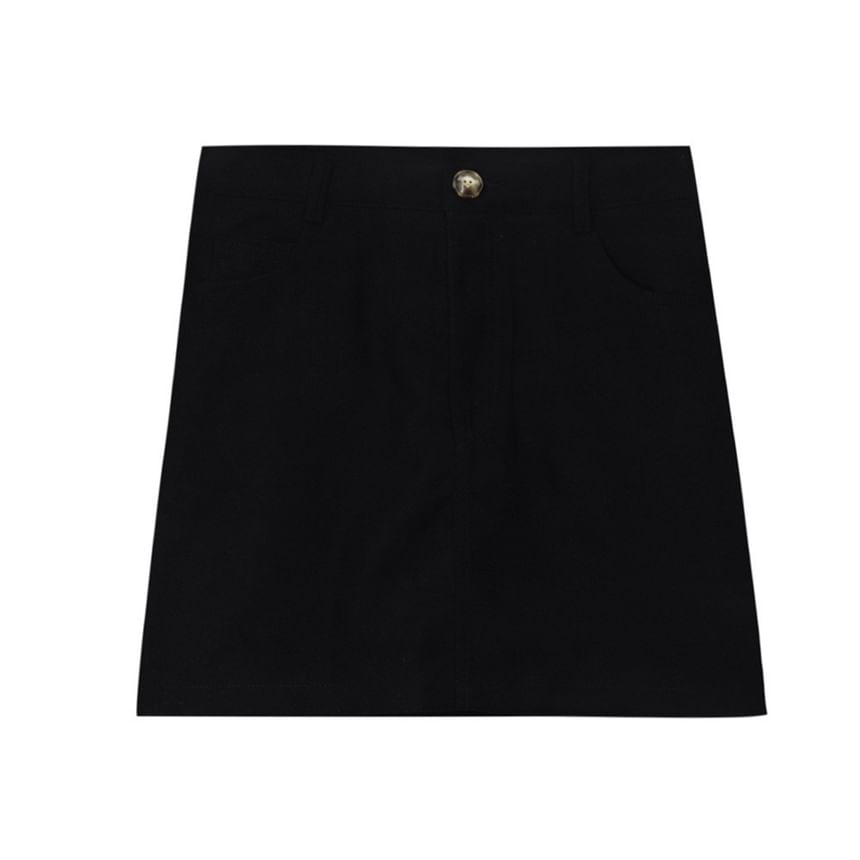 Waist Plain A-Line Skirt Mini High