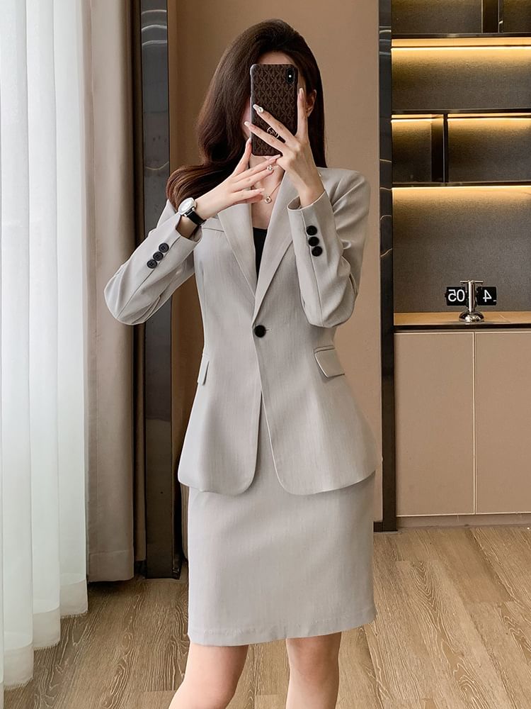 Blazer, Pencil Skirt, and Cropped Trousers Set