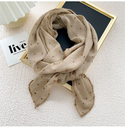 Dotted Lace Trim Scarf