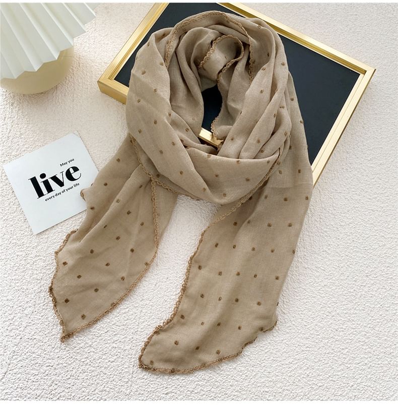 Dotted Lace Trim Scarf