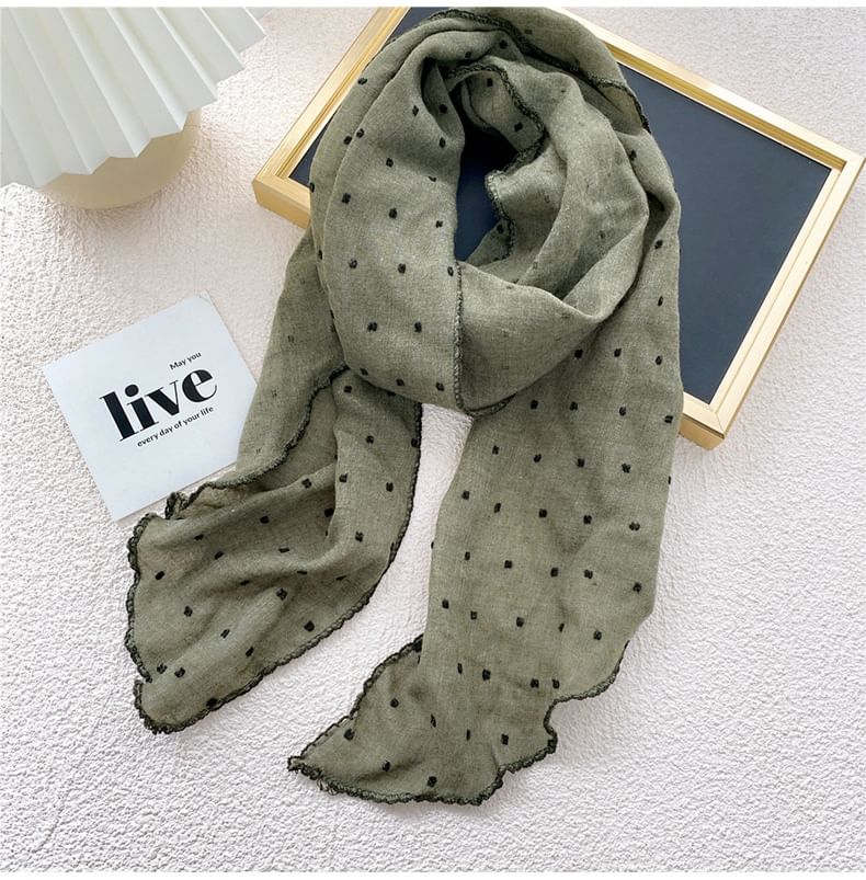 Dotted Lace Trim Scarf